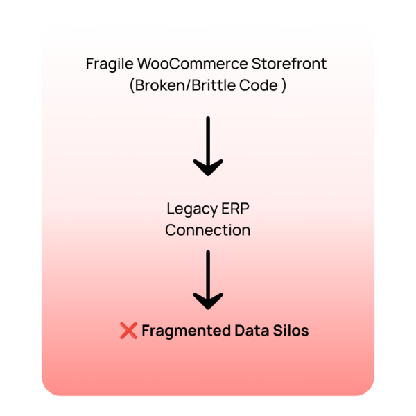 Fragile WooCommerce Storefront + Legacy ERP Connection = Fragmented Data Silos